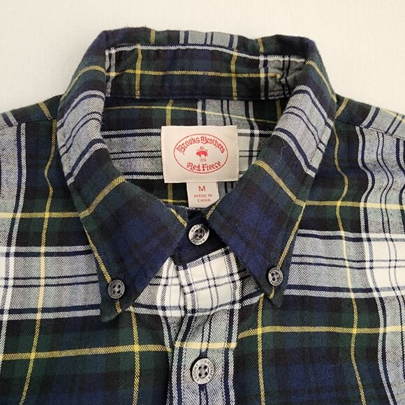 Brooks Brothers Plaid Flannel Button Down Shirt Mens M Green - Picture 4 of 7